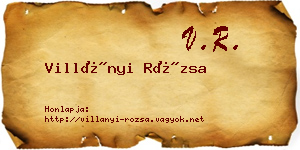 Villányi Rózsa névjegykártya